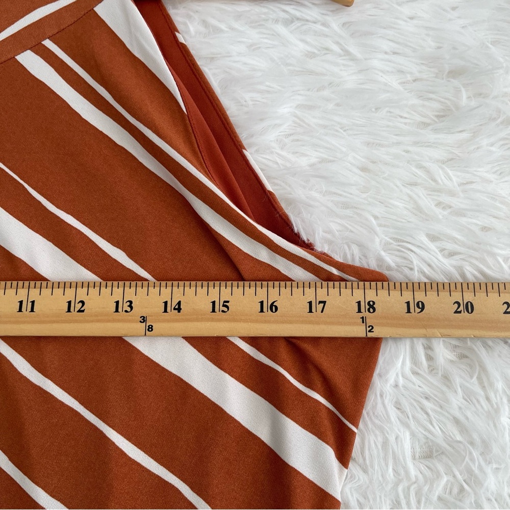 TAYLOR Womens Halter Maxi Dress Size 12 Rust Ivory Asymmetrical Hem - Picture 7 of 10